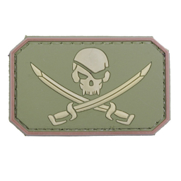 Nášivka "Pirate Skull" 3D, oliva