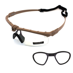Ochranné brýle NP Battle Pro's, čirá skla + dioptrická vložka  - Tan