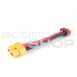Adapter lead 2,5 mm2, T plug male pin -> XT60 female pin 7 cm, silicone flex wire