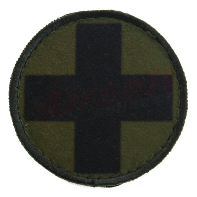 Circle Patch black cross green background                    