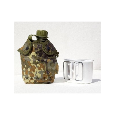 US umělá polní láhev s pohárkem a obalem, flecktarn                    