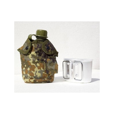 US polymer water canteen pouch with cup and cover, flecktarn                    