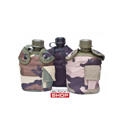                             US umělá polní láhev s pohárkem a obalem, flecktarn                        