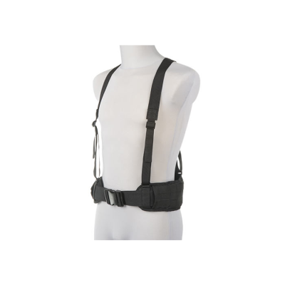 Molle tactical waist belt w/ suspenders, black                    