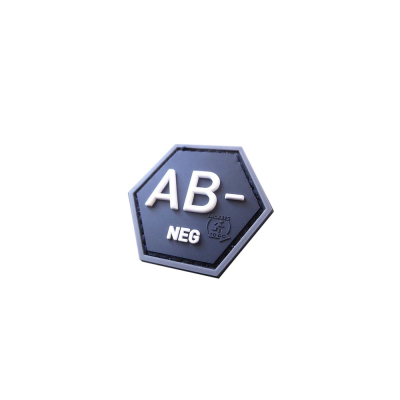 Nášivka krevní skupina AB-, hexagon, 3D                    