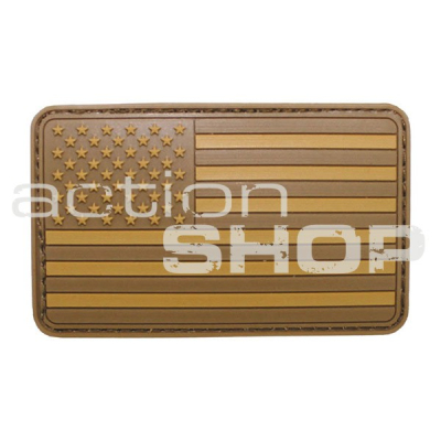 MFH Velcro Patch, Flag USA, 3D, desert tan, silikone, 8x5cm                    