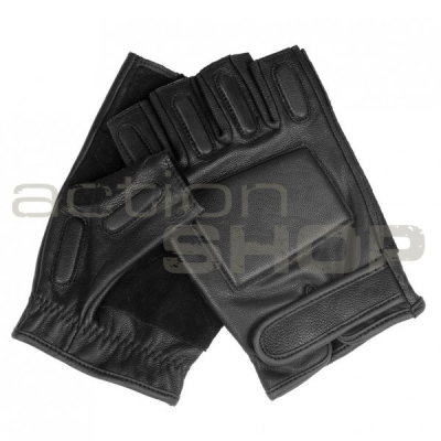 Mil-Tec SEC kožené poloprstové rukavice, černá                    