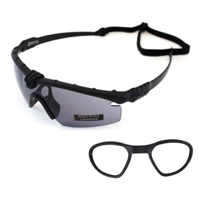Ochranné brýle NP Battle Pro&#039;s, tmavá skla + dioptrická vložka  - Černé                    