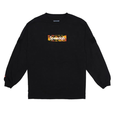                             SpeedQB Vertical Orange Box T-shirt, Longsleeve - Black                        