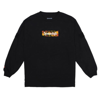 SpeedQB Vertical Orange Box T-shirt, Longsleeve - Black                    