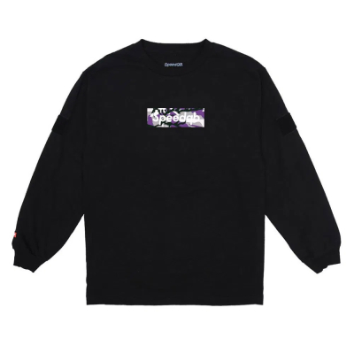 SpeedQB Vertical Purple Box T-shirt, Longtsleeve - Black                    