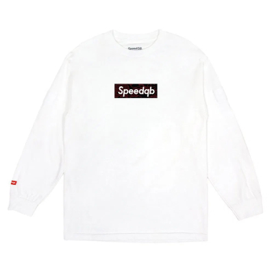 SpeedQB Red Glitch Box T-shirt, Longsleeve - White                    