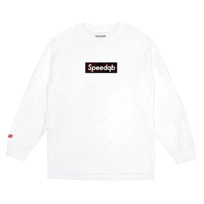 SpeedQB Tričko Červený Glitch Box, dlouhý rukáv - Bílá                    