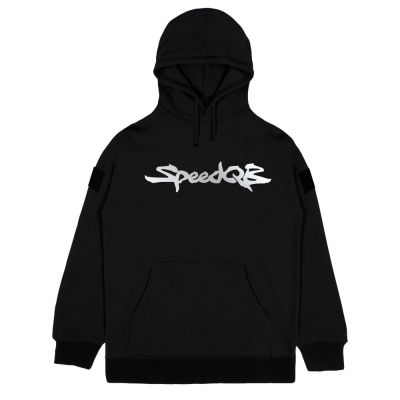 SpeedQB Supra Hoodie, reflextive logo - Black                    